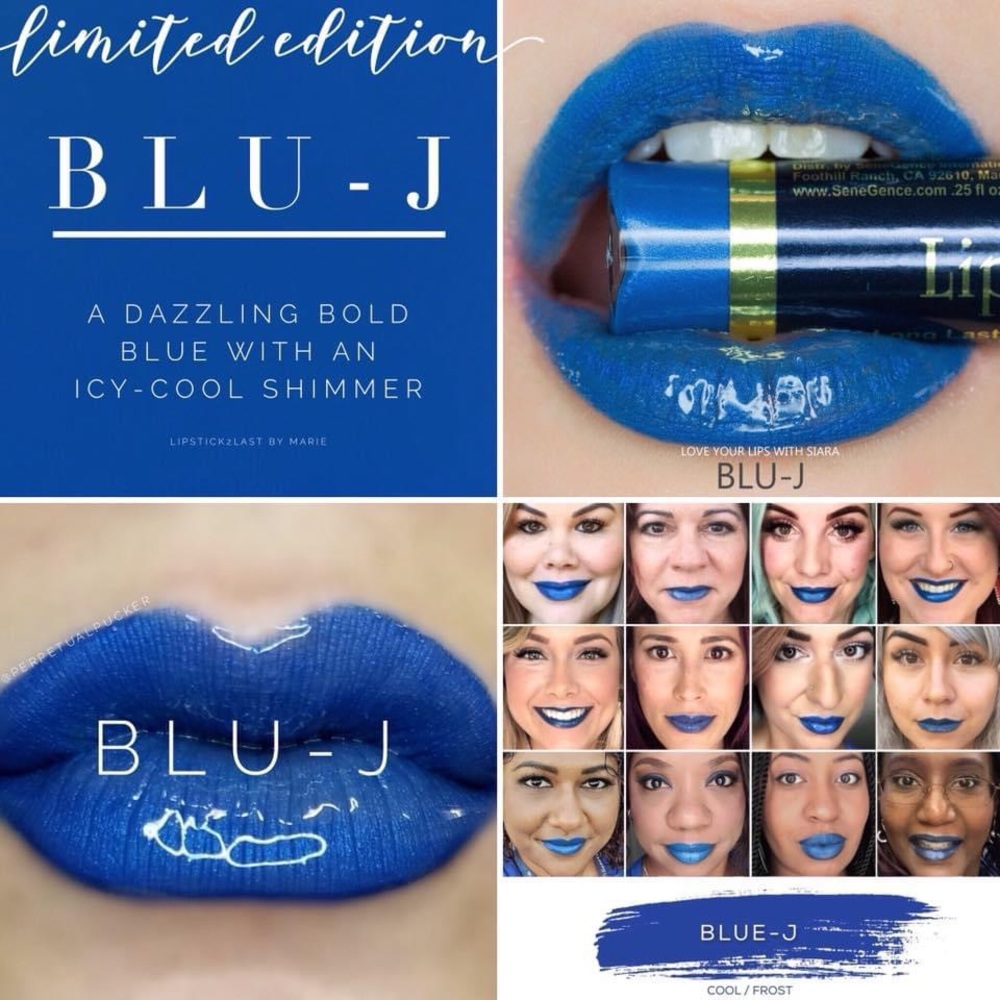 Limited Edition! Blu-J Lipsense. Dazzling bold blue with an icy-cool shimmer.